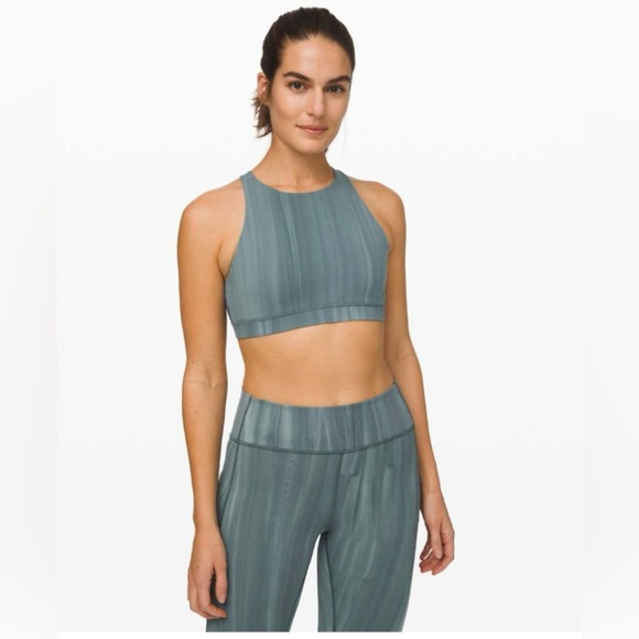 lululemon athletica Other - Lululemon Energy Bra *High Neck
Linear Spray Dye White Deep Ocean